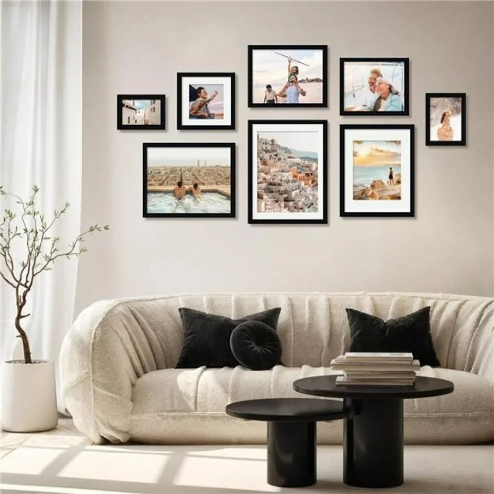 Egofine 8x10 Black Wood Picture Frames Set Tabletop Wall Mount Photo Display